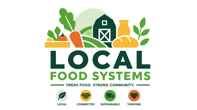 Local Food Systems Logo Emphasizing Fresh Produce and Agriculture.