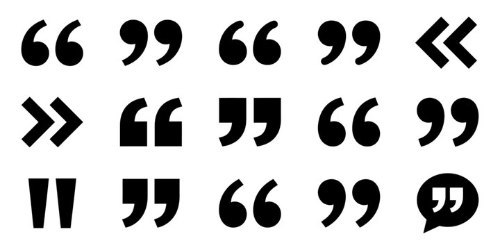Collection of Black Quotation Marks and Symbols.