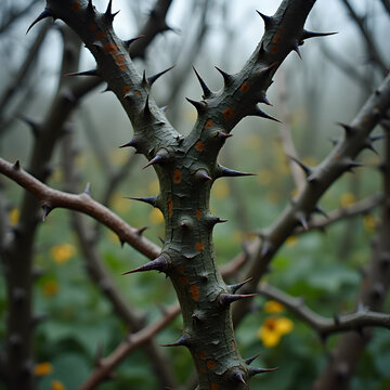 Close-up of thorn-covered shrubs
