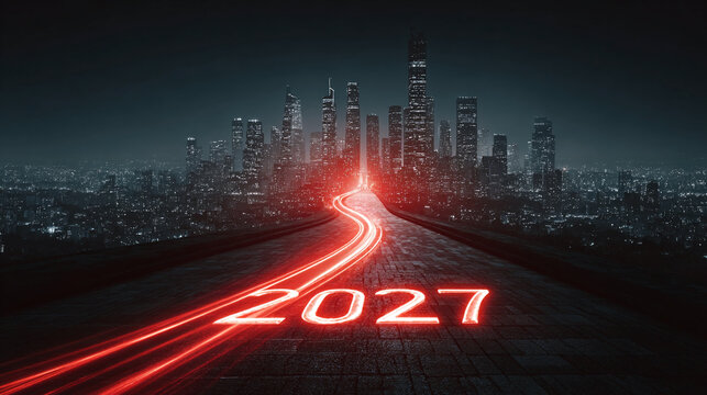 Business evolution strategy path leading to 2027 representing enterprise resilience leadership ambition growth acceleration innovation thinking and forward planning discipline