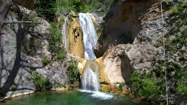 Beautiful Nature in Kavala Greece, Waterfall of Palia Kavala Village in Hiking Path Near the City
