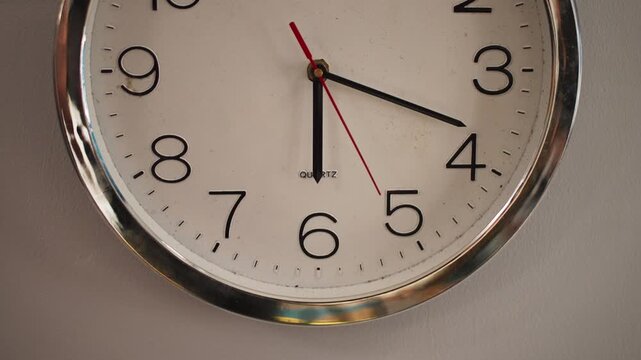Wall Clock Showing 6 O'Clock
