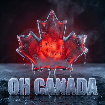 Canada Day Background, Canadian National Holiday Celebration with Maple Leaf and Red White Patriotic Theme Banner