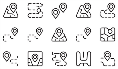 Fototapeta premium Hand Drawn Map Navigation Collection Featuring Direction Tracking and Geolocation Icons