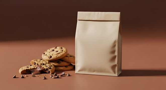Brown paper bag with cookies inside.