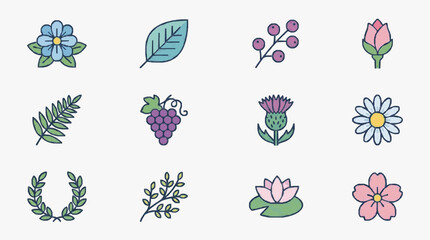 Obraz premium Illustrated Floral Symbols Collection.