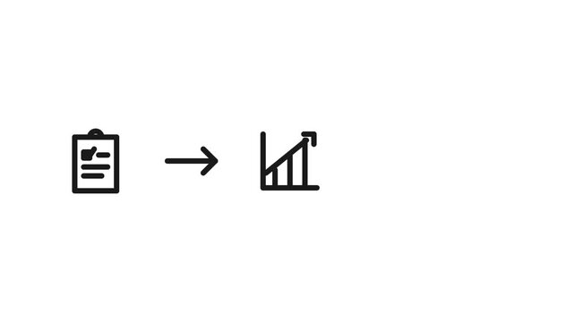 Minimalist Line Icon Animation Showing Business Plan Growth and Success Process