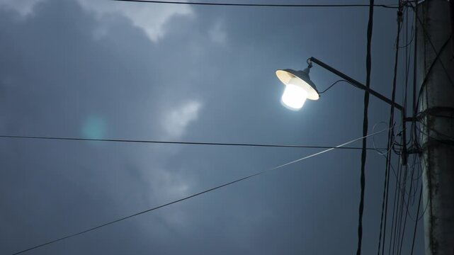 Street Lamp Against Evening Twilight Sky at Dusk
