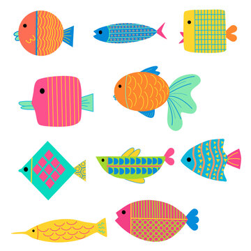 Colorful doodle fish 