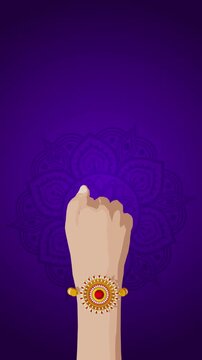 Raksha Bandhan Wrist Tying Ceremony Animation Purple Background Portrait