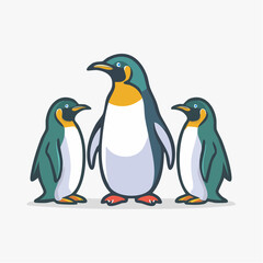 Naklejka premium Three Cartoon Penguins Standing Together