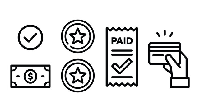 Icon vector set demonstrating various payment methods