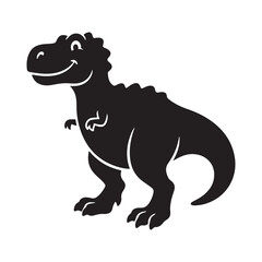 Fototapeta premium Cute black dinosaur silhouette for kids design