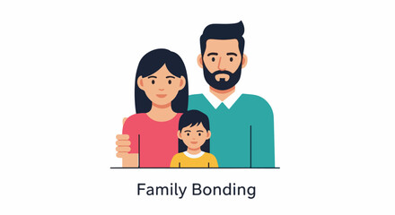 Obraz premium A cartoon illustration of a family of three
