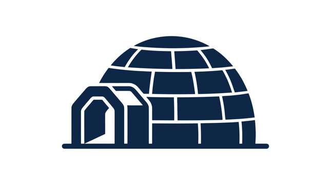 Minimalist navy blue igloo symbol with ice blocks