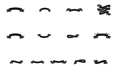 Fototapeta premium Collection of diverse black ribbon banners and labels isolated on a white background for design projects .silhouette degin