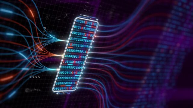 AI Infrastructure Network Processing Binary Data Flow Through Intelligent Digital Architecture Animation
