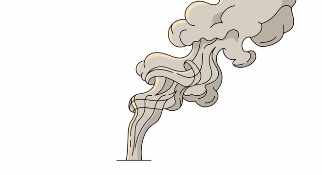 A cartoonish illustration of a smoke stack emitting thick, billowy smoke