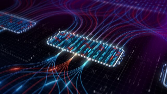 AI Infrastructure Network Processing Binary Data Flow Through Intelligent Digital Architecture Animation