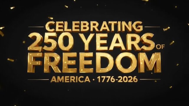 Celebrating 250 Years of Freedom with Golden Fireworks and Confetti