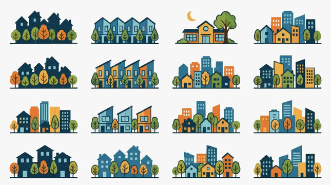 Illustrated Urban Housing Variety Collection.