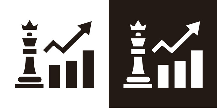 Competitive Strategy  Icon Set Glyph White Style Collection 