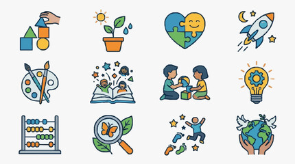 Illustrative icons of creativity and learning. © Dodi