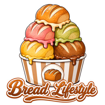 Stack of fresh bread rolls in a paper cup with logo