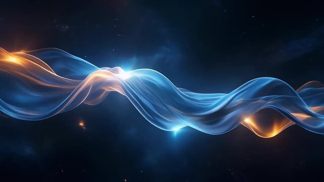 Glowing blue and orange wave pattern.
