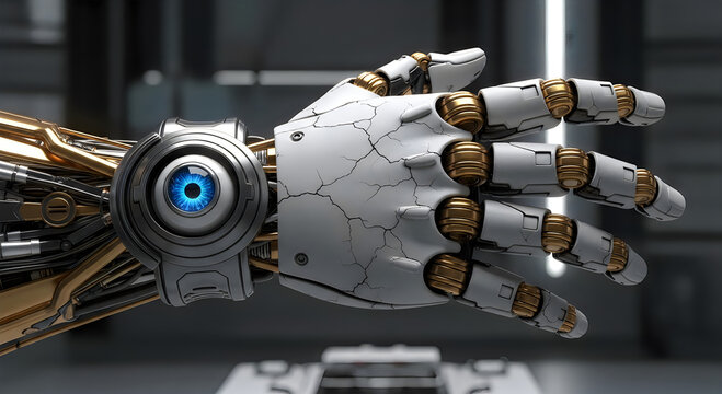 Futuristic military drone with missile launchers on reflective surface