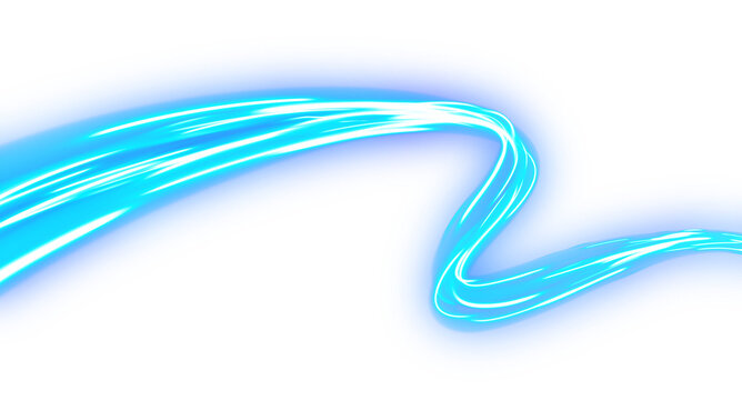Neon Cyan Glowing Curved Line Wave Abstract element