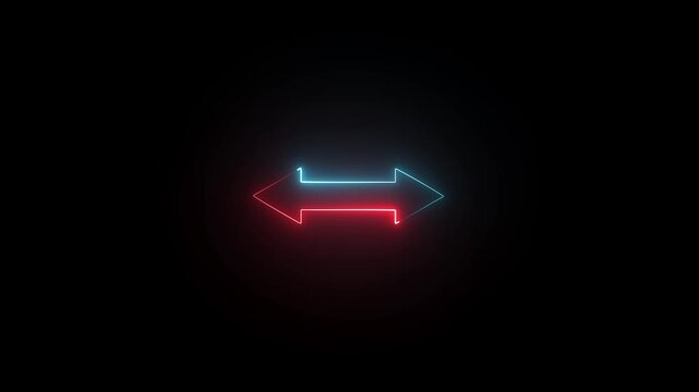 Abstract glowing neon arrow icon animation on black background. motion graphics video 4 k animation...