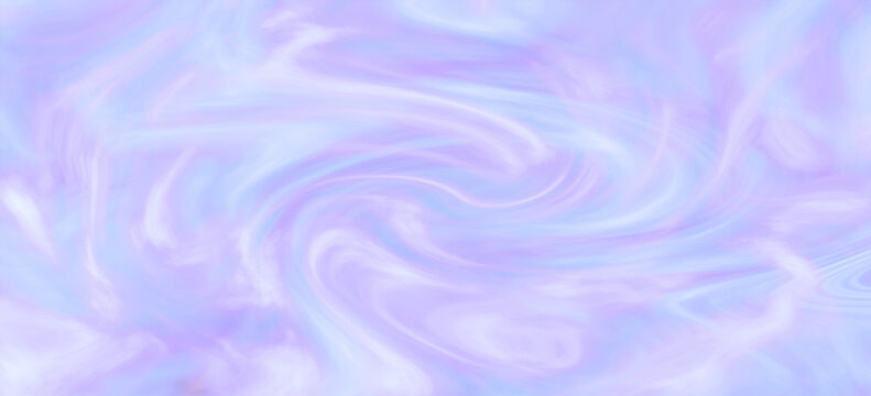 Abstract pastel violet and light blue marble background with soft ethereal smoke waves holographic watercolor texture iridescent fluid pattern banner