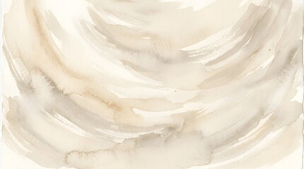 Obraz premium Soft cream and beige watercolor brush strokes on white background, abstract art painting.