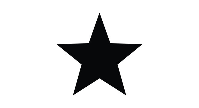 Black five pointed star silhouette on a white background silhouette