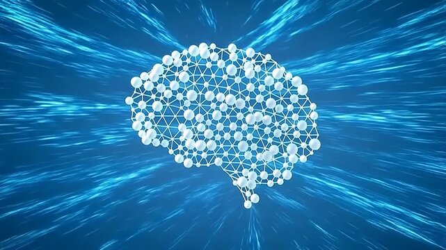 Abstract brain network on blue background