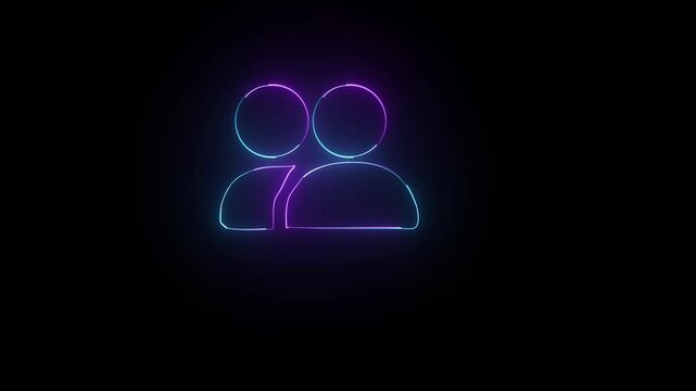 Icons concept. Glowing neon man icon animation. Animated icon on background, alpha channel. people man icon glowing animation saber video on 4 k ...