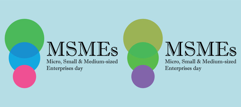 Msmes day graphic with overlapping circles and text on light blue background