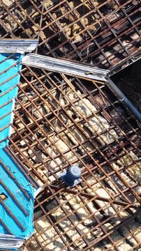 Aerial View of Residential Roof Construction with Blue Sarking and Timber Battens