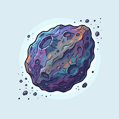 A colorful asteroid floating in the dark reaches of deep space © Gage