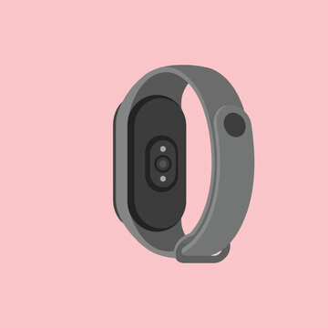 Minimalist vector illustration of a grey smart fitness band