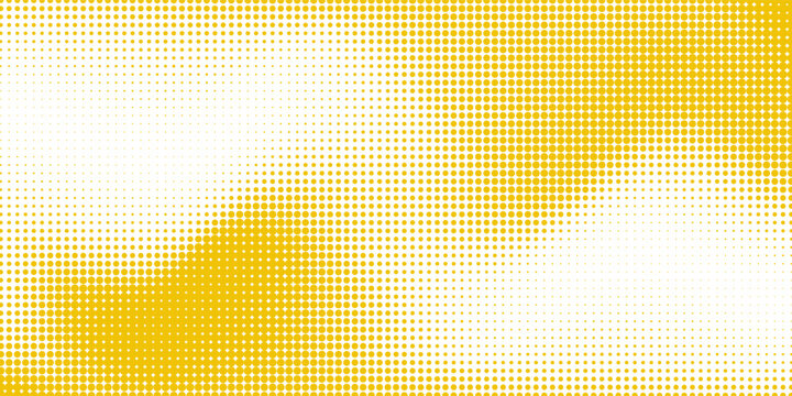 Abstract Yellow Halftone Dot Pattern on White Background. Modern Geometric Wavy Grid Banner for Summer Promotion Advertising, Creative Pop Art Wallpaper, Bright Minimalist Copy Space Template.