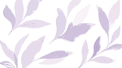Fototapeta premium Softly painted purple abstract leaves with watercolor texture scattered across a clean white background