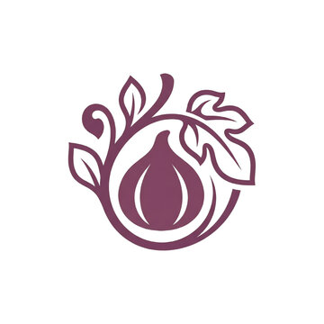 Fig fruit with leaf vine logo icon minimal design