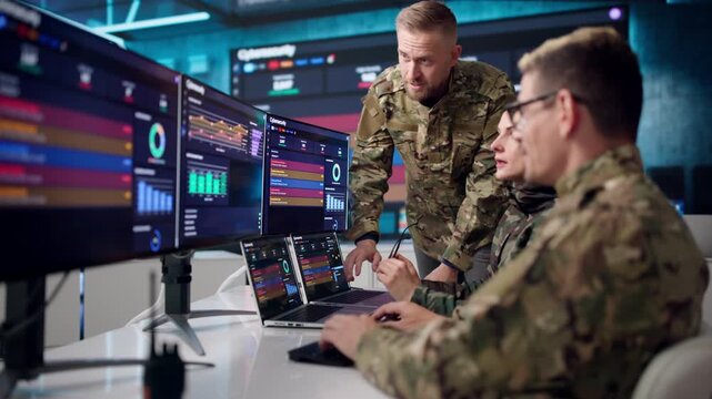 Cybersecurity Analysts Collaborate In Office Using Software Tools
