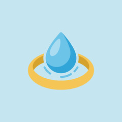 Fototapeta premium A simple blue water drop icon centered on a yellow ring shape