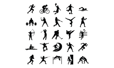 Fototapeta premium Sport Athlete Silhouettes Collection of Competition Icons