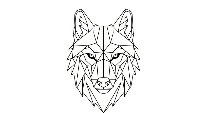 Geometric wolf head outline with detailed facial features