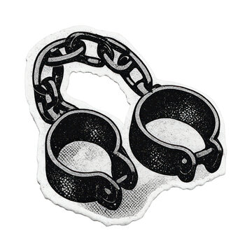 PNG Vintage black handcuffs illustration