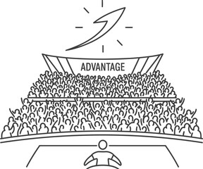Obraz premium Stadium crowd icon with a lightning bolt symbol